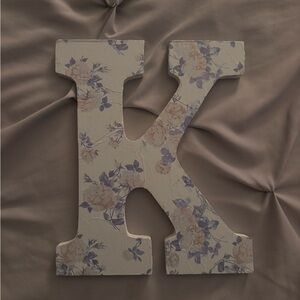 Wooden Letter K Floral Blue Room Decor Handmade with LoveShackFancy Tissue Paper